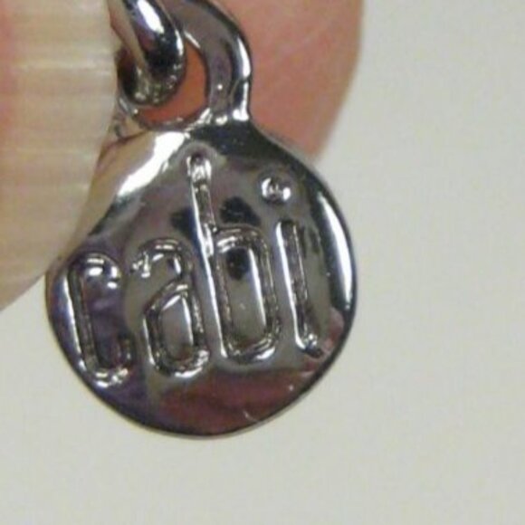 Cabi Pink Enamel Station Necklace Silvertone Chain 35 inch Vintage STYLE - Picture 2 of 9